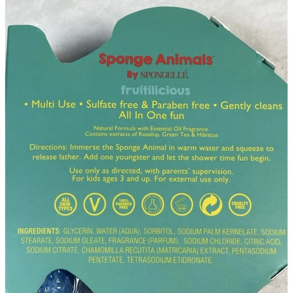 Spongellé Sponge Animals Fish Body Wash Infused Sponge Kids‎ 2.5 oz NEW